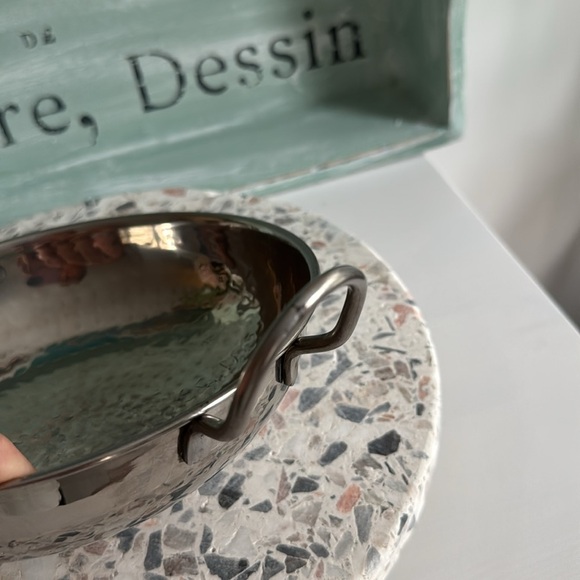 Stainless Steel Wok Like Hammered Serving Bowl with Handles - Picture 5 of 5